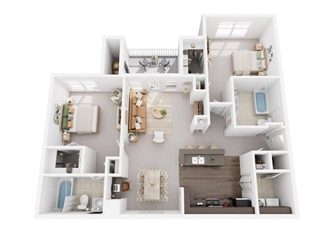 Floor plan for 2 beds, 2 baths, 1276 sqft